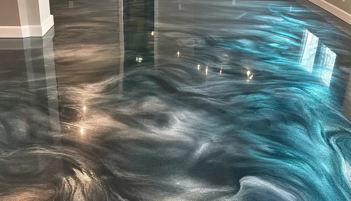 Metallic poured epoxy floor with premium decorative finish